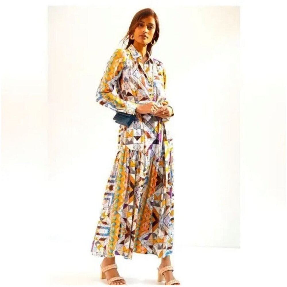 Anthropologie Multicolor Geometric Maxi Dress